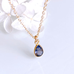 特集掲載《3月誕生石》大人ブルー アイオライト しずく 一粒ネックレス　14kgf 誕生日　母の日　プレゼント　ギフト 4枚目の画像