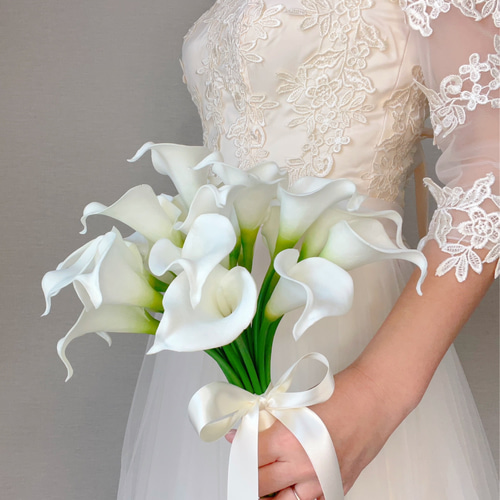 ウエディングブーケ 白 造花 カラー おしゃれ きれいめ 上品 手作り