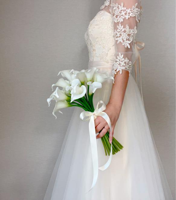 10%off＊布花 白百合のブーケ ウエディング ブーケ 布花- 染花-手染め