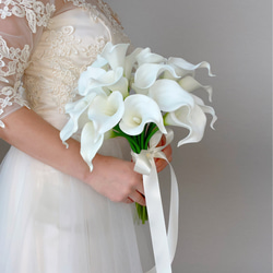 ウエディングブーケ 白 造花 カラー おしゃれ きれいめ ブライダルブーケ ブートニア 10枚目の画像