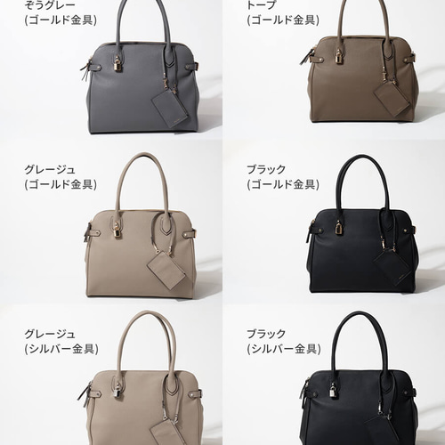 本革 トートバッグ 2way ビジネス A4 大容量 ゴールド金具 ブラック