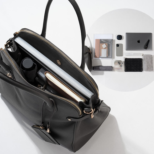 本革 トートバッグ 2way ビジネス A4 大容量 ゴールド金具 ブラック