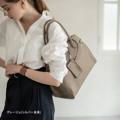 オーダー専用　本革2wayトートバッグ ハンドメイド 本革 トートバッグ 2way ビジネス A4 大容量 シルバー金具