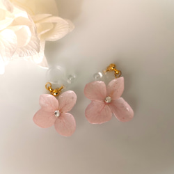 桜色の紫陽花 ～ *イヤリングとネックレスのセット* ～ 2枚目の画像