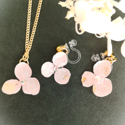 桜色の紫陽花 ～ *イヤリングとネックレスのセット* ～ 15枚目の画像
