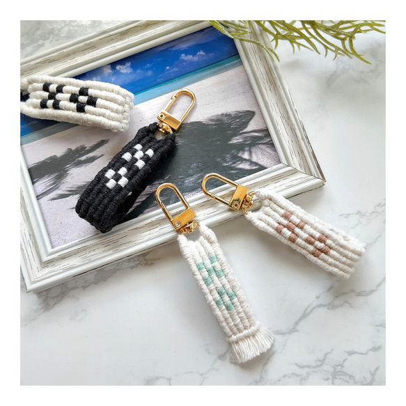 選べるカラー◇沖縄 ミンサー ◇ キーホルダー ストラップ マクラメ