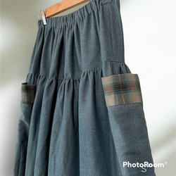 ソフトデニム調生地　ティアードスカート　ウエストゴム 2枚目の画像