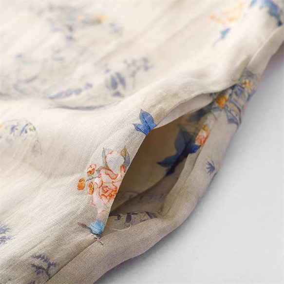 春夏綿麻ワンピース、 送料無料、綿麻ロング丈スカート、コットンリネンワンピース 4枚目の画像