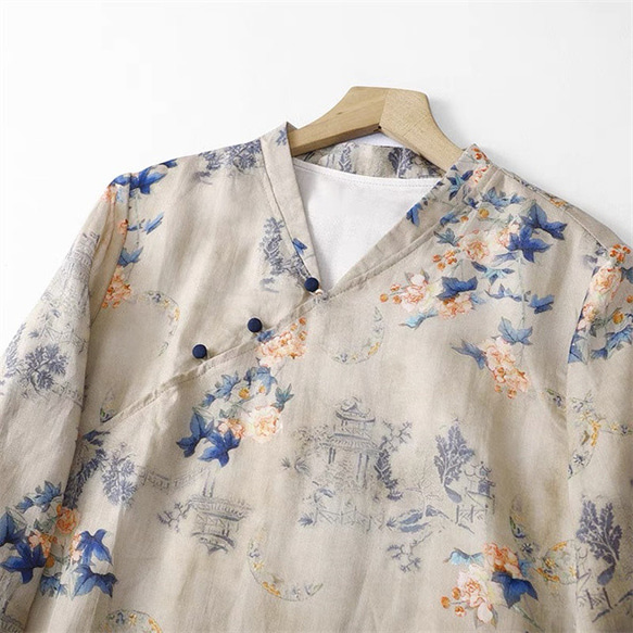 春夏綿麻ワンピース、 送料無料、綿麻ロング丈スカート、コットンリネンワンピース 3枚目の画像