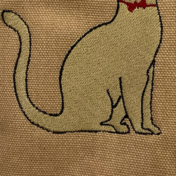 [僅限庫存] [促銷]絲帶貓剪影刺繡人造皮革帆布手提包和小袋套裝&lt;棕色米色&gt; 第15張的照片