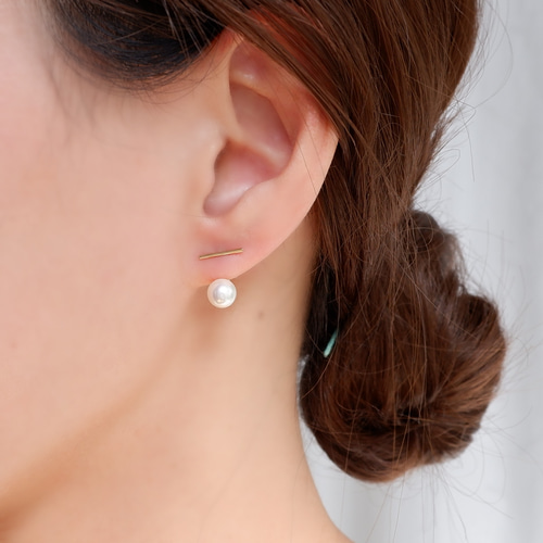 2way】ゴールドライン×一粒パールピアス/イヤリング All14KGF 2way】ゴールドライン×一粒パールピアス/イヤリング All14KGF