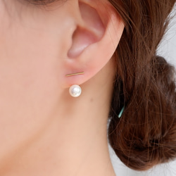 2way】ゴールドライン×一粒パールピアス/イヤリング All14KGF