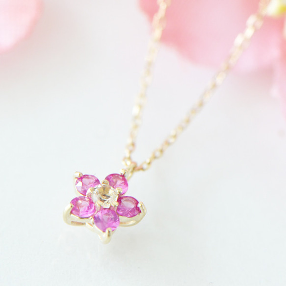 K10 さくら ピンクサファイア ローズクォーツ ネックレス ペンダント  