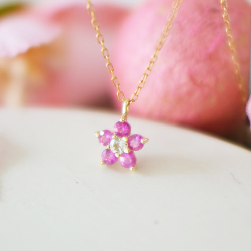 K10 さくら ピンクサファイア ローズクォーツ ネックレス ペンダント  