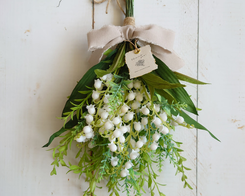 母の日フラワー2023 すずらんとラベンダー ナチュラルスワッグ アート