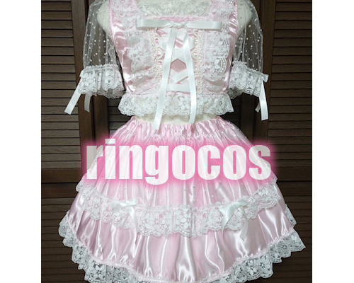 アイドル衣装 ピンク×白 ハート リボン ハンドメイド オリジナル コスプレ衣装 2da57655129ea2086d02dda26596fc