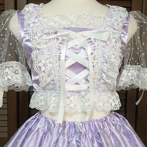 アイドル衣装 水色×白 編み上げリボン ハンドメイド オリジナル コスプレ衣装 アイドル衣装 水色×白 ハート 編み上げリボン オリジナル