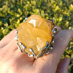 黃螢石原礦手工銀戒 純銀戒指~ 「黃龍」~ Fluorite Mineral Silver Ring 第8張的照片