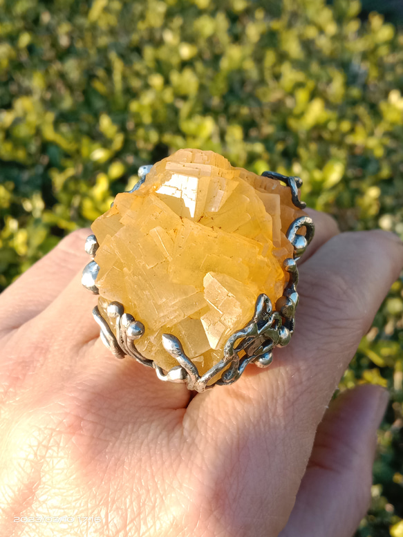 黃螢石原礦手工銀戒 純銀戒指~ 「黃龍」~ Fluorite Mineral Silver Ring 第8張的照片