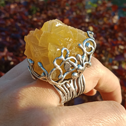 黃螢石原礦手工銀戒 純銀戒指~ 「黃龍」~ Fluorite Mineral Silver Ring 第9張的照片