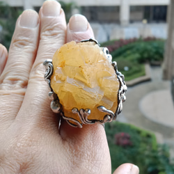 黃螢石原礦手工銀戒 純銀戒指~ 「黃龍」~ Fluorite Mineral Silver Ring 第12張的照片