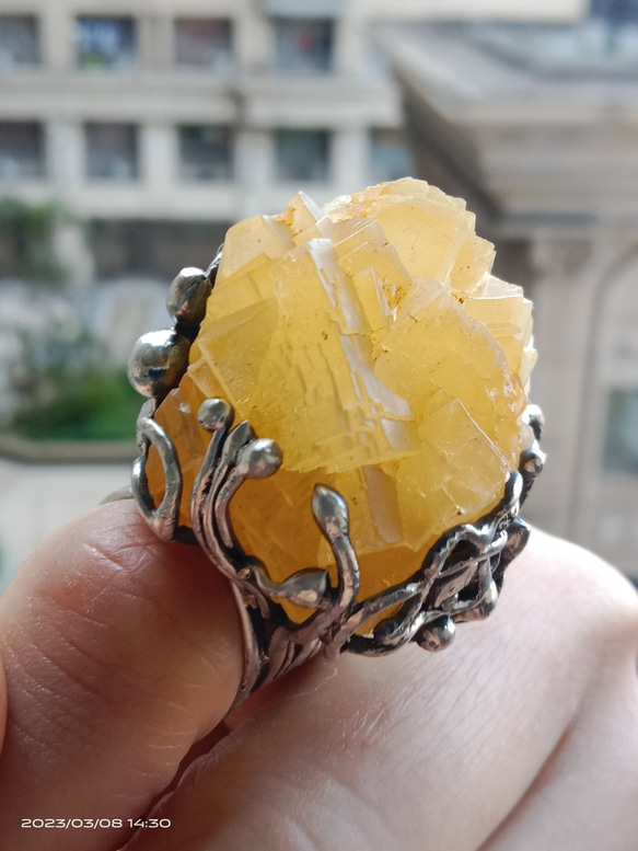 黃螢石原礦手工銀戒 純銀戒指~ 「黃龍」~ Fluorite Mineral Silver Ring 第16張的照片