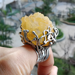 黃螢石原礦手工銀戒 純銀戒指~ 「黃龍」~ Fluorite Mineral Silver Ring 第14張的照片