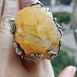 黃螢石原礦手工銀戒 純銀戒指~ 「黃龍」~ Fluorite Mineral Silver Ring 第19張的照片