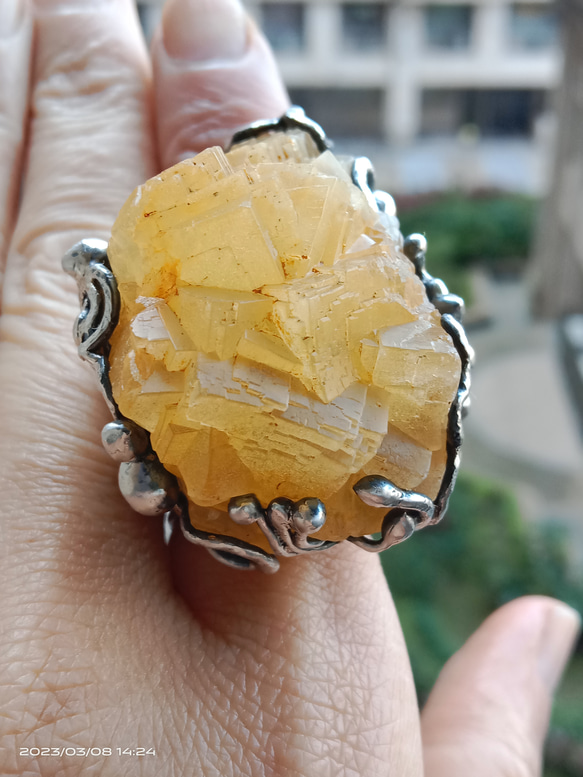 黃螢石原礦手工銀戒 純銀戒指~ 「黃龍」~ Fluorite Mineral Silver Ring 第19張的照片