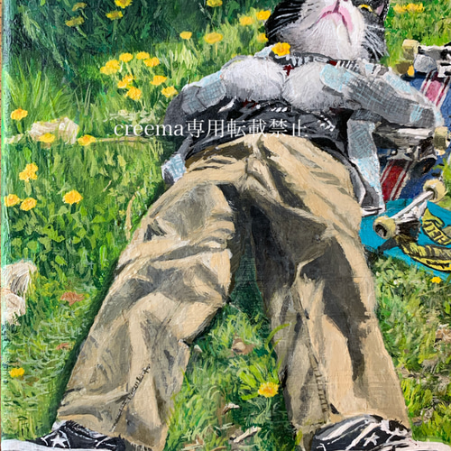 宝をまとった孤独な魚　アクリル画　原画 独創的でアートな生きものの世界 にぼしアーティスト「NAMIKO」氏との