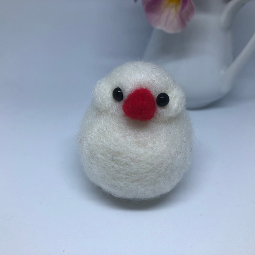 文鳥さんぬいぐるみ(白文鳥1羽) 羊毛フェルト あおいことり 通販