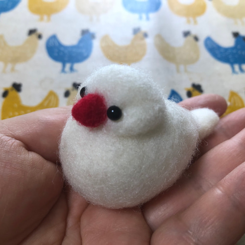 文鳥さんぬいぐるみ(白文鳥1羽) 羊毛フェルト あおいことり 通販