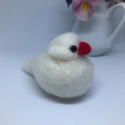 【 レア 】 おとりさんズ 白文鳥 羊毛フェルト ぬいぐるみ ジョイント 文鳥さんぬいぐるみ(白文鳥1羽) 羊毛フェルト あおいことり 通販