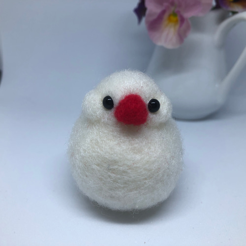 文鳥さんぬいぐるみ(白文鳥1羽) 羊毛フェルト あおいことり 通販