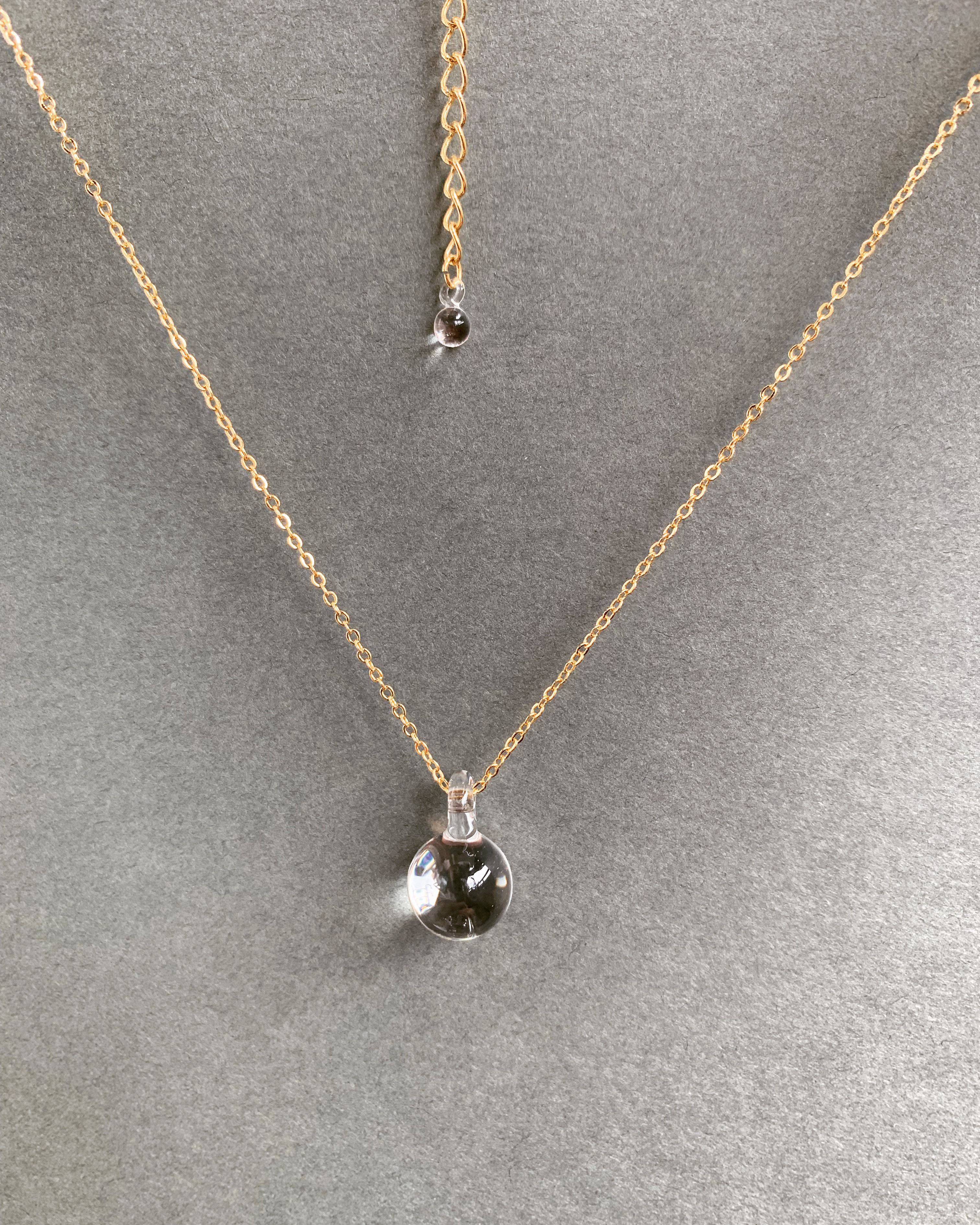 ガラス製ボール型アジャスター付きネックレス