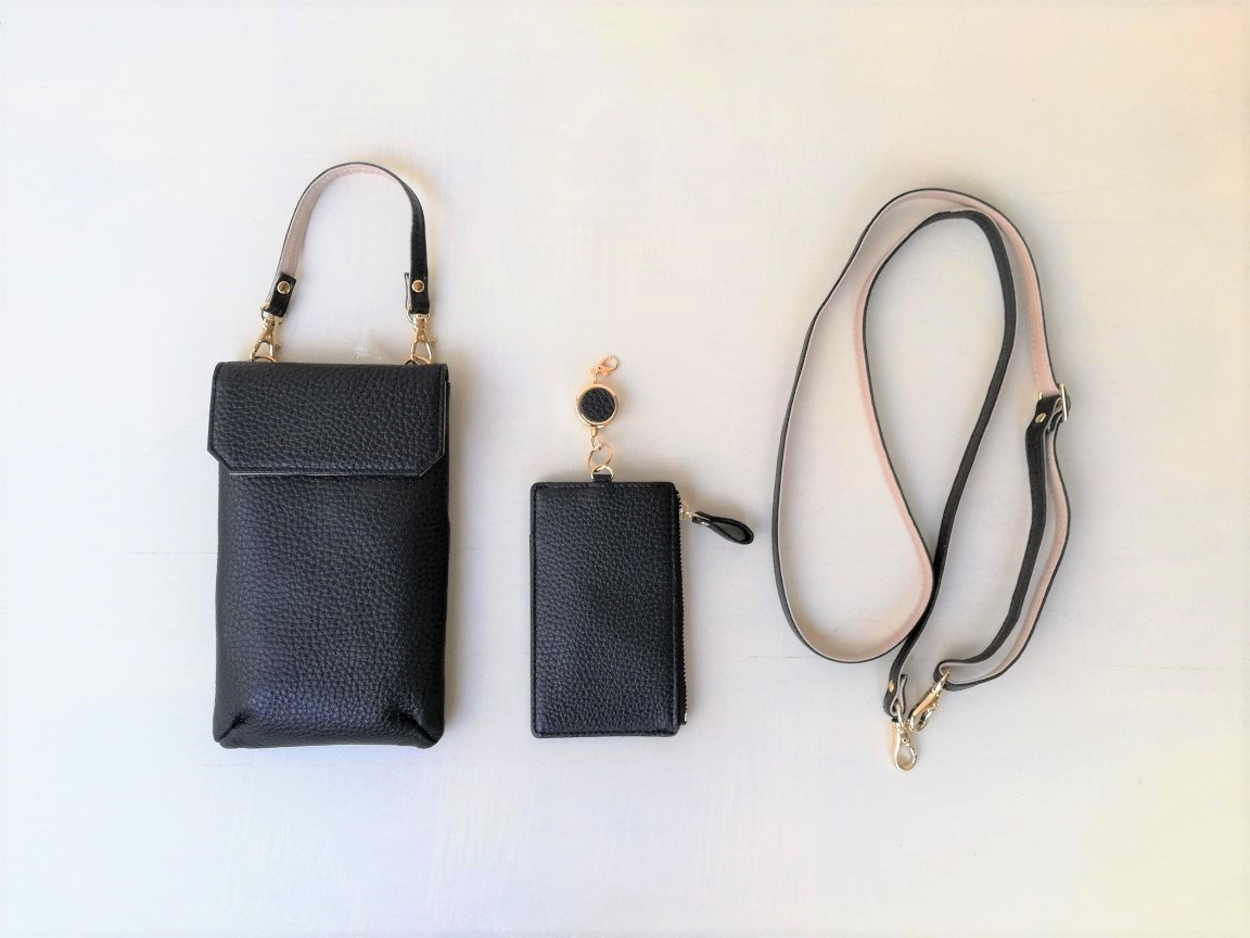 スマホケース 調整可能ショルダーベルト リール付きパスケース ストラップ付き 6色
