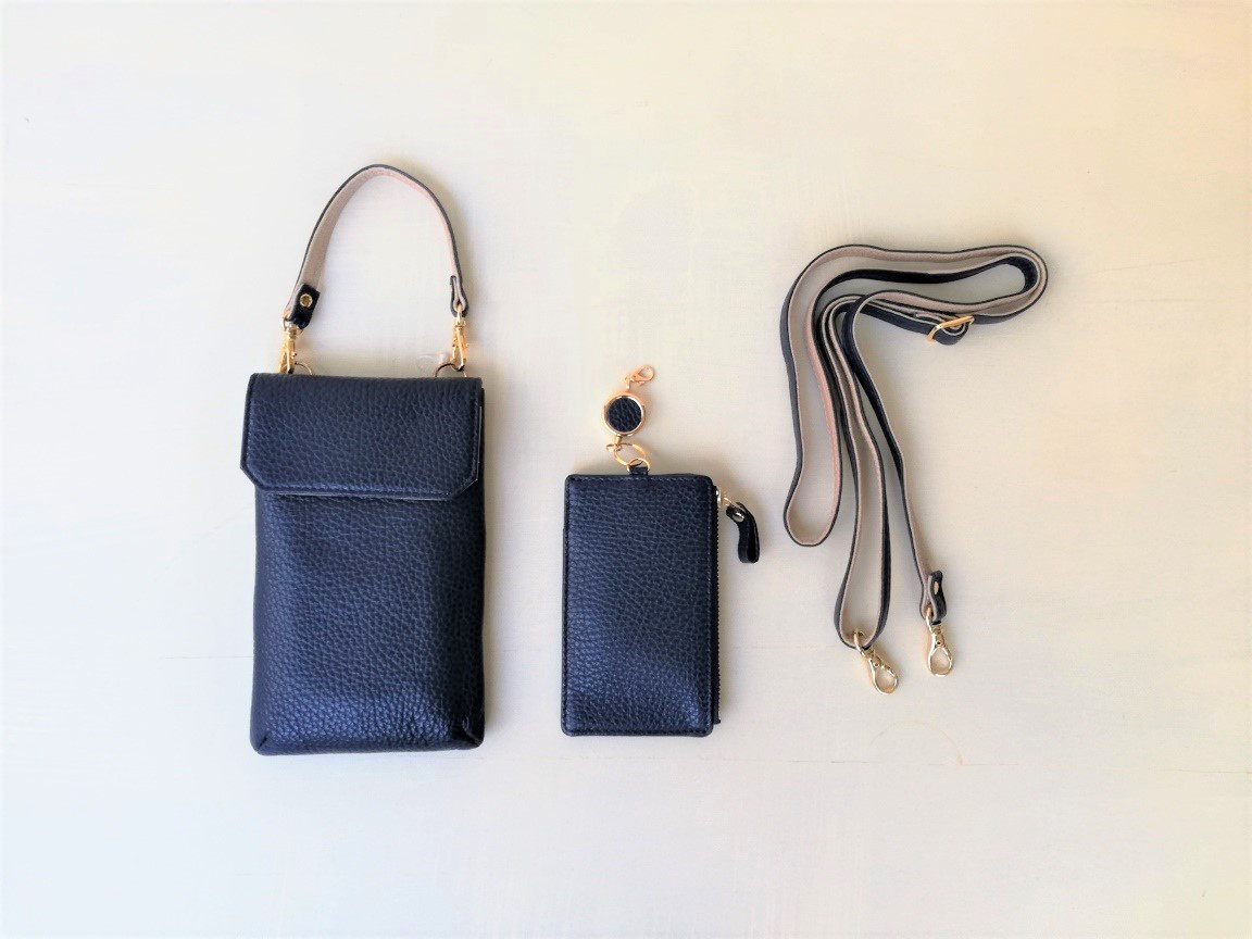 スマホケース 調整可能ショルダーベルト リール付きパスケース ストラップ付き 6色