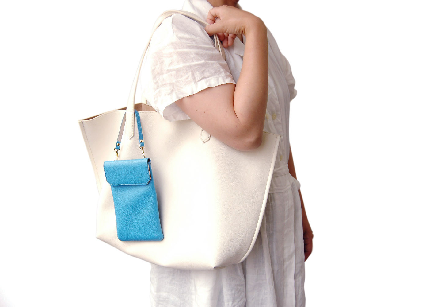 スマホケース 調整可能ショルダーベルト リール付きパスケース ストラップ付き 6色