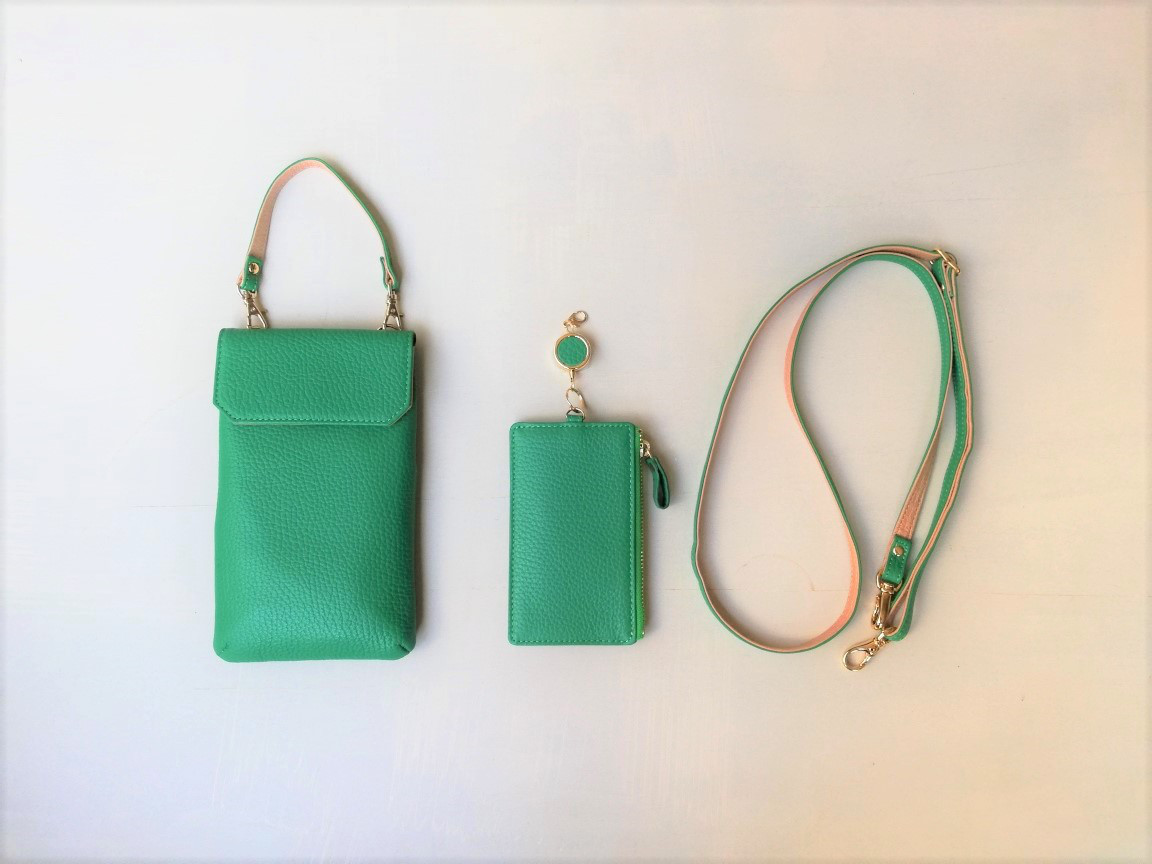 スマホケース 調整可能ショルダーベルト リール付きパスケース ストラップ付き 6色