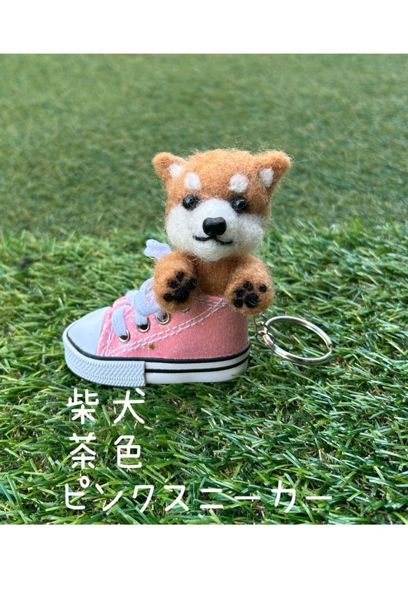 ミニスニーカー入り　わんちゃんたち！　キーチャームになってます 10枚目の画像