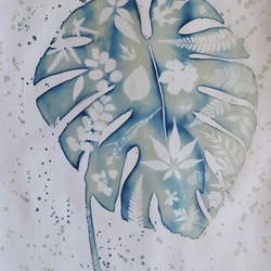 植物のシルエット。ボタニック シアノタイプ 額入りアートピース - モンステラ 4枚目の画像