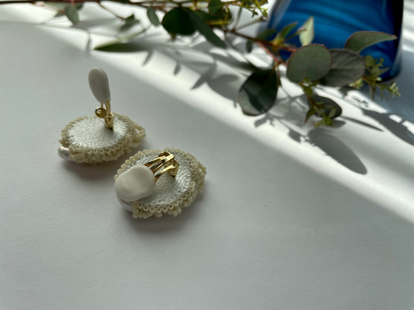 ビーズ刺繍アクセサリー/ビーズアクセサリー/イヤリング/淡水パール/入園式/入学式/結婚式/ウェディング/春イヤリング 12枚目の画像