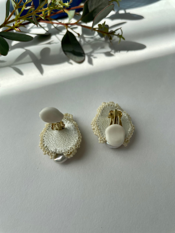 ビーズ刺繍アクセサリー/ビーズアクセサリー/イヤリング/淡水パール/入園式/入学式/結婚式/ウェディング/春イヤリング 13枚目の画像