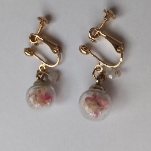 限定2点] わけあり ドライフラワーとビーズを閉じ込めた小さめの