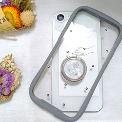 iPhoneケース　スマホケース　バンカーリング付き お花のiPhoneケース 2枚目の画像