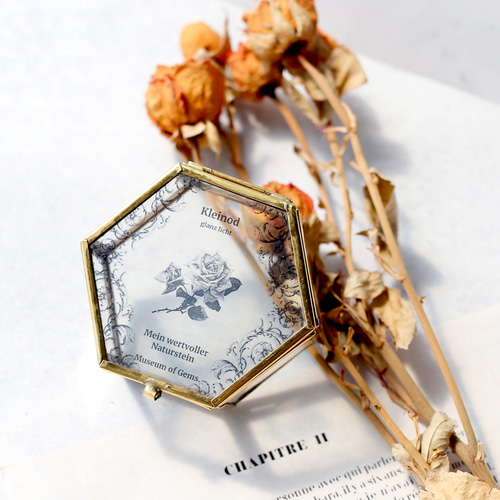 六角形ガラスケース 小物入れ アクセサリーケース1つ オリジナル 鉱物