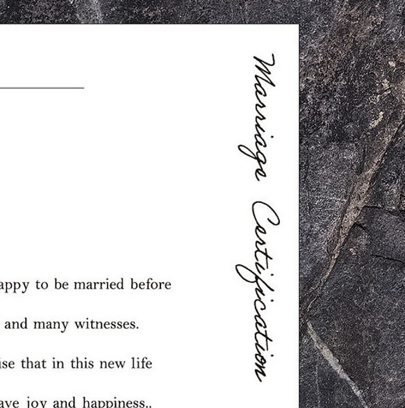 飾りたくなる［結婚証明書］シンプルなデザインがオシャレな結婚証明書　A4 2枚目の画像