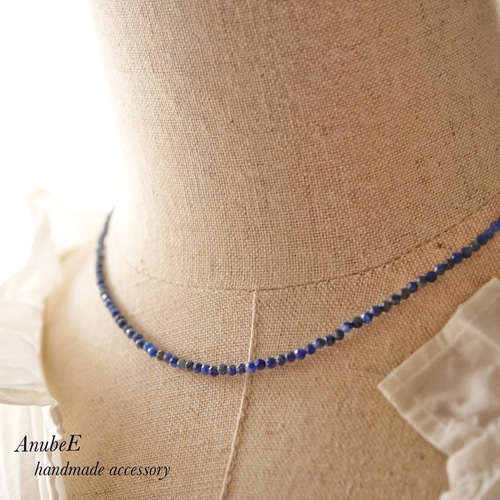 ラピスラズリ 極小 ネックレス 天然石 n50 サージカルステンレス 送料