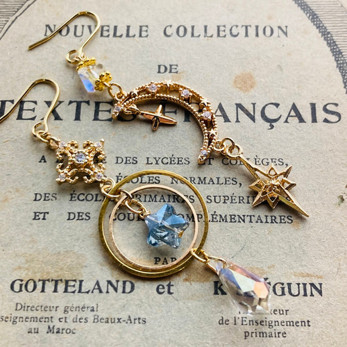 再販✖️16 夜の魔術部 天体観測 月と星の戯れ ピアス イヤリング