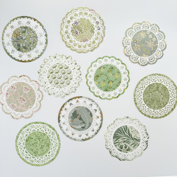 デザインペーパー　green lace flower　30枚 3枚目の画像